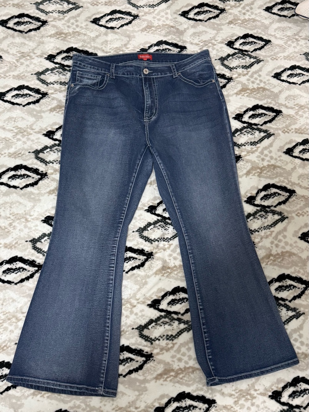 Women's Dark Blue Wide-Leg Stretch Jeans